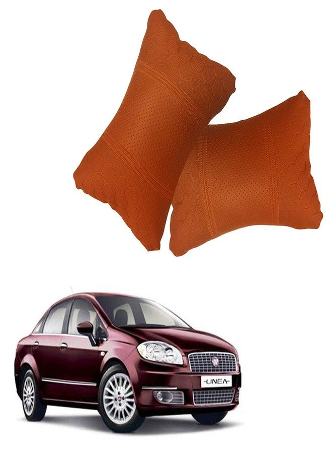 Adroitz Orange Universal Neck Rest Pillow Faux Leather Material in Football Design for All Car_1220 - Image 1